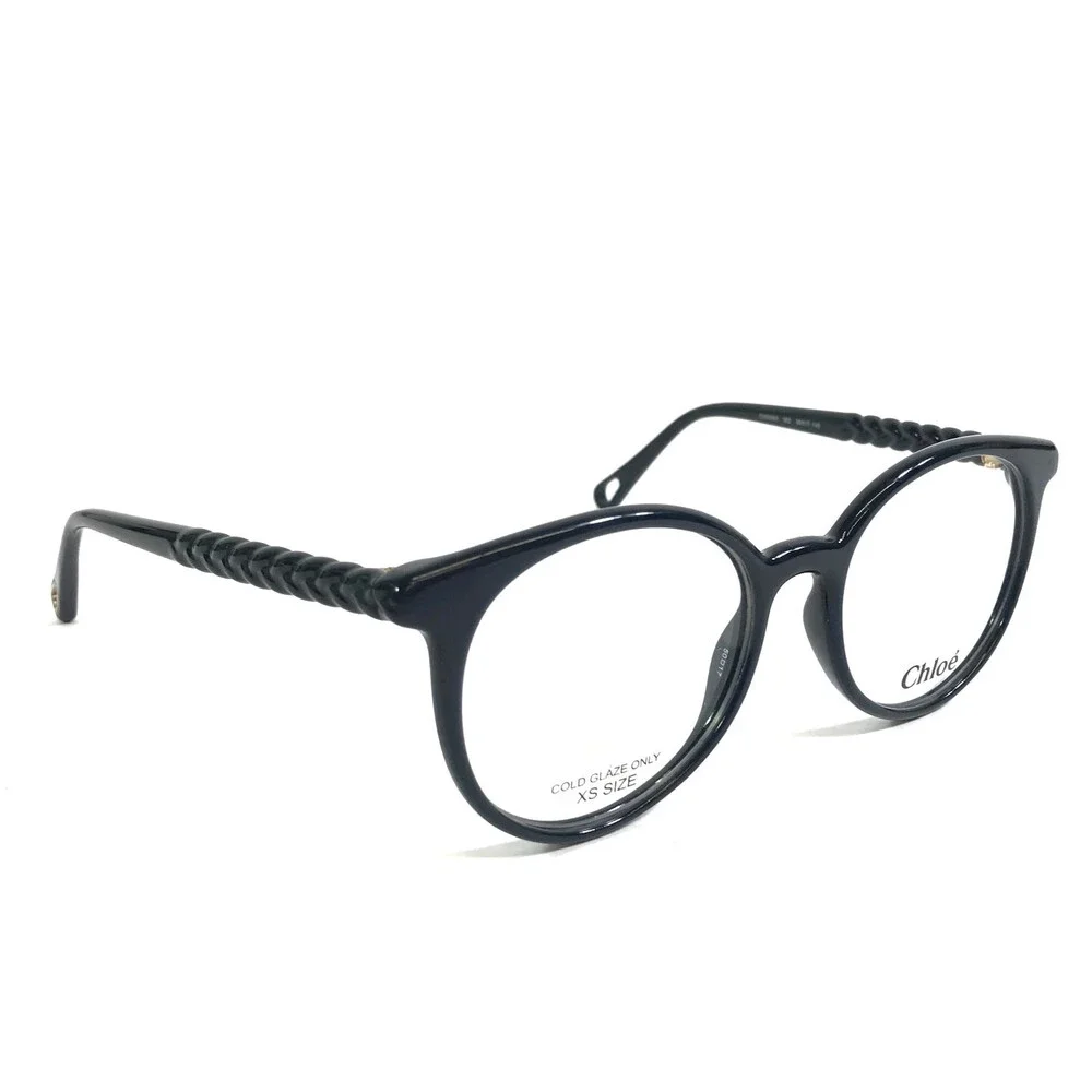 Chloe Petite Eyeglasses Frames CH0006O 002 Shiny Polished Navy Blue 50-17-140